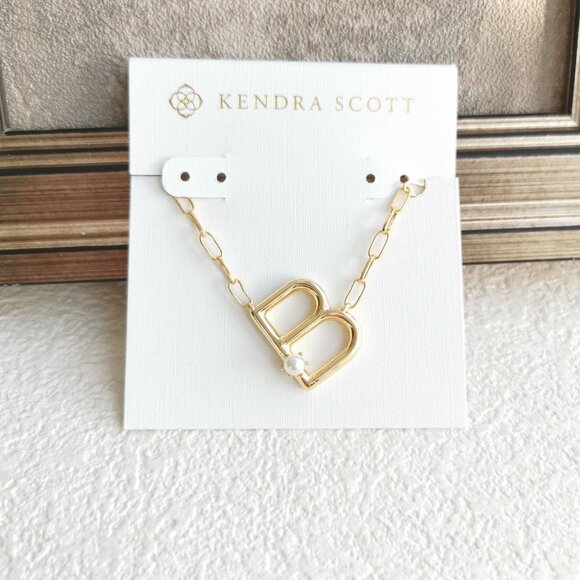 Kendra Scott Jewelry - Kendra Scott Letter B Freshwater Cultured Pearl Gold Necklace